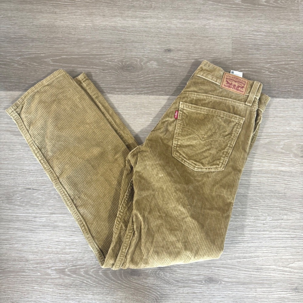 Levi Strauss Corduroy Pants Women 27x30 Tan Brown Straight Leg Ribbed A4690-1843